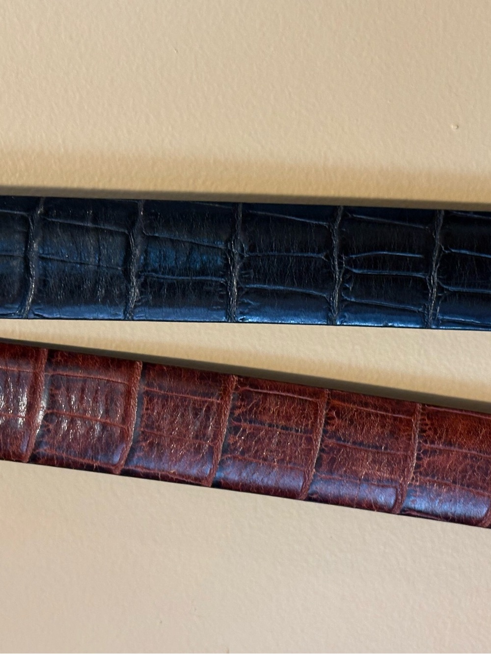 Canali Pair Black Brown Alligator Style Italian Leather Belts Size 34-36 Bundle - Picture 6 of 14